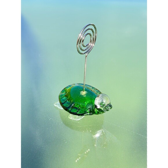 Handmade | Accents | Hand Blown Art Glass Turtle Note Holder Stand Memo ...